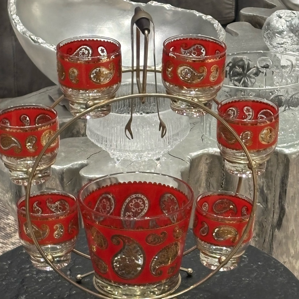1960s vintage MCM madman style Culver Paisley with 24 karat gold paint set